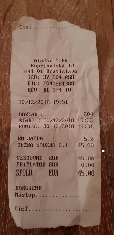 Za 9 minút v taxíku si Aladár naúčtoval 45 €. Najdrahší taxikár v Bratislave opäť zasahuje