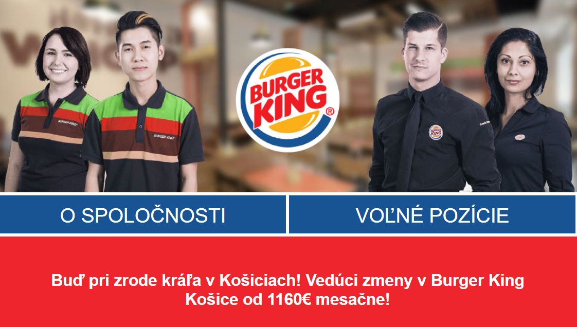 Burger King otvorí v Košiciach prvú predajňu mimo hlavného mesta. Vedúcemu zmenu sľubuje nadpriemerný plat