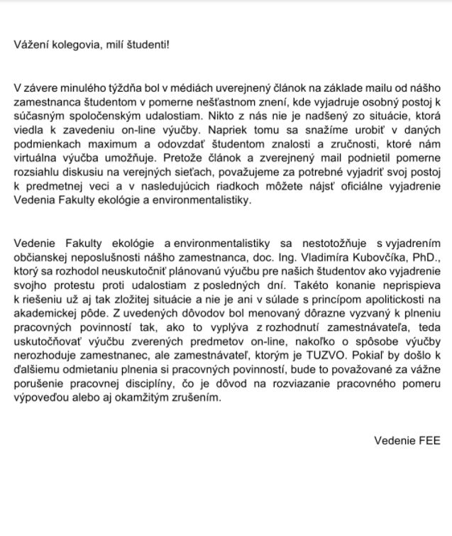 Odmietol učiť na protest proti vláde, teraz mu pohrozili výpoveďou. Docent zo Zvolena predtým vyhlásil občiansku neposlušnosť