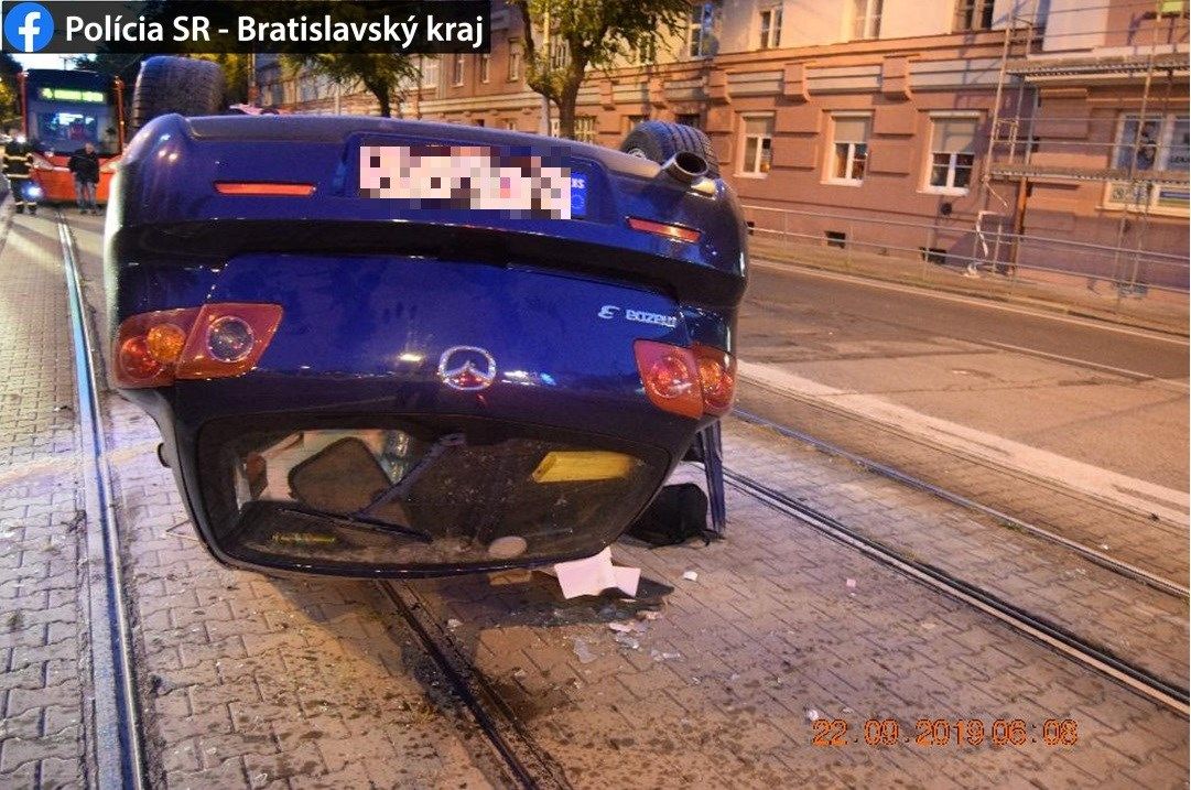 Ukrajinský vodič ráno nezvládol udržať auto na ceste, prevrátilo sa mu na strechu a v dychu mal 1,69 promile