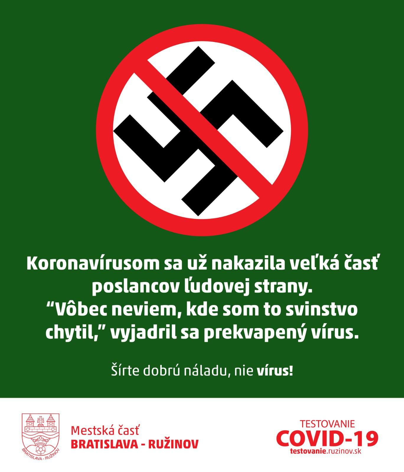 Mestká časť Ružinov svojimi grafikami na propagáciu testovania konkuruje aj najlepším slovenským meme stránkam.