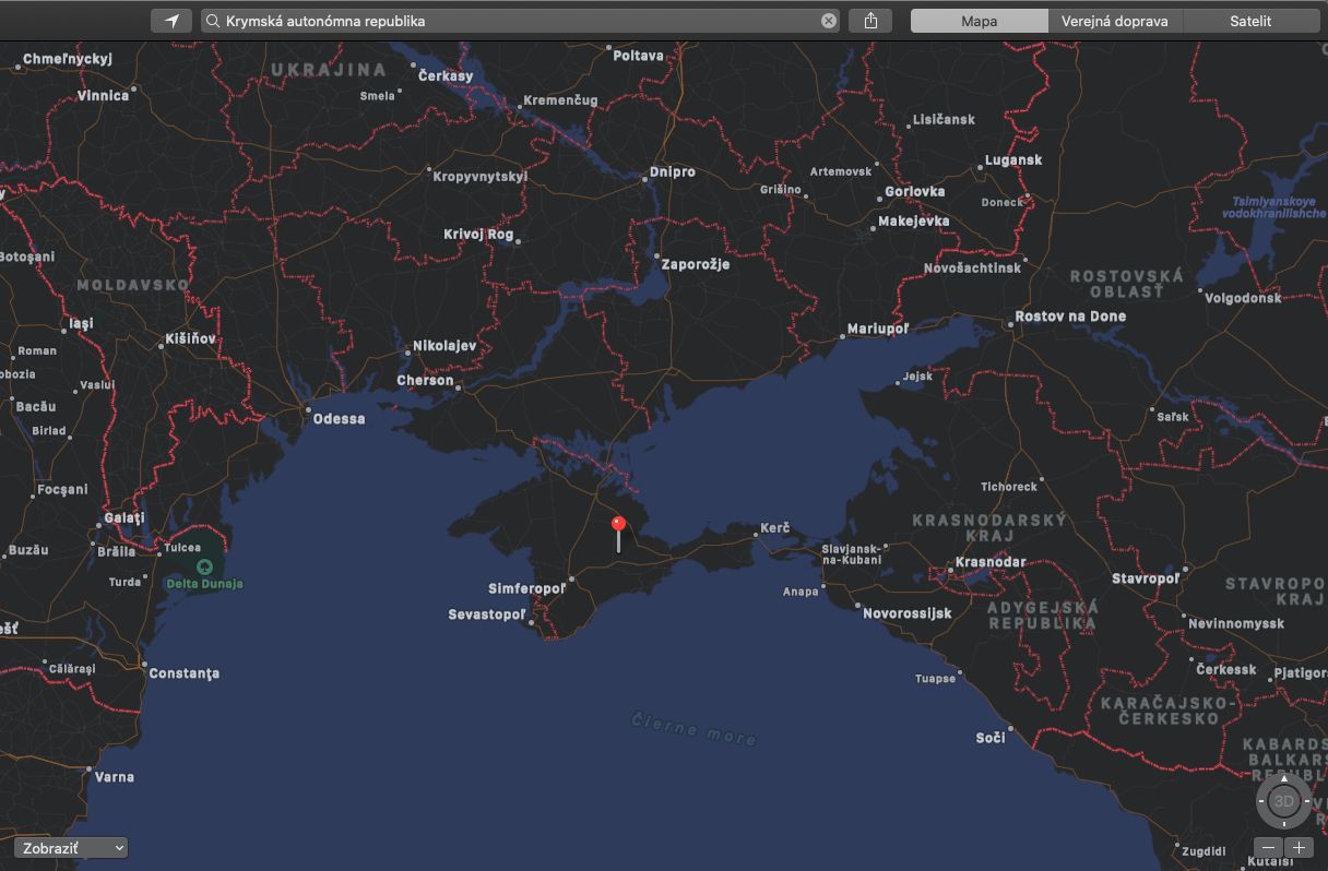 Apple sa opäť podriadil tlaku. Tentokrát ustúpil Rusku a zmenil mapy na Kryme