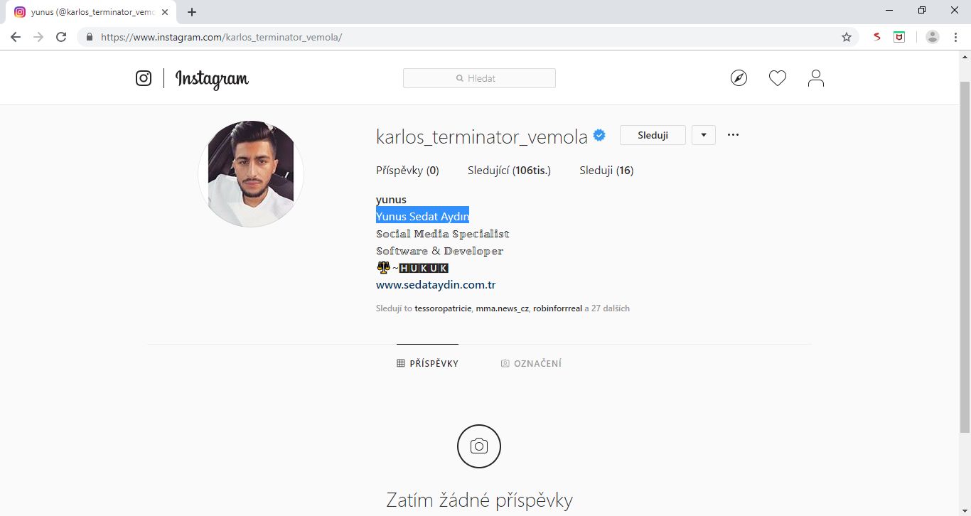 Karlos Vémola přišel o svůj Instagram účet. Zmizely všechny fotky i videa
