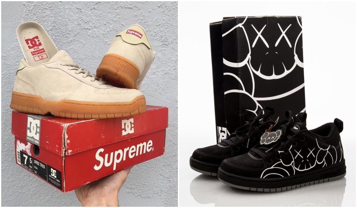 Tenisky DC x Supreme - 1999 (vľavo) a model zo spolupráce s Kawsom - 2002 (vpravo)
