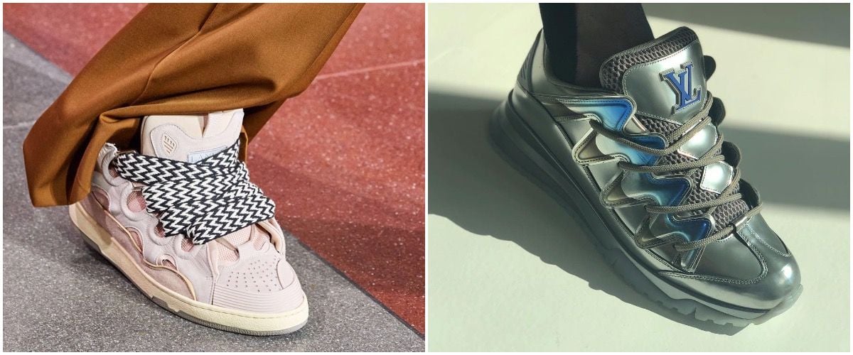 Tenisky Lanvin Curb (vľavo), tenisky Louis Vuitton Zig Zag (vpravo)