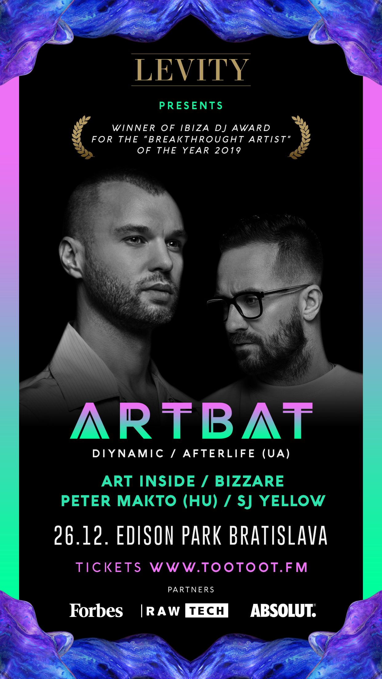 Ukrajinské hviezdne DJ duo ARTBAT sa predstaví na Melodic House & Techno party Levity v Bratislave