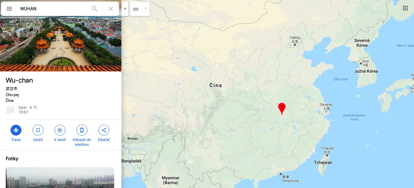 Mesto Wuhan leží na východe Číny