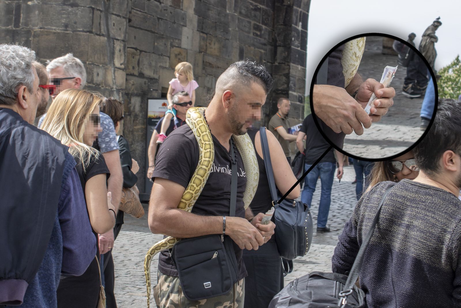 Nabarvení ztrápení holubi, týraní hadi i skákající medvědi. Zjistili jsme, jak se dělá byznys na turistech v centru Prahy