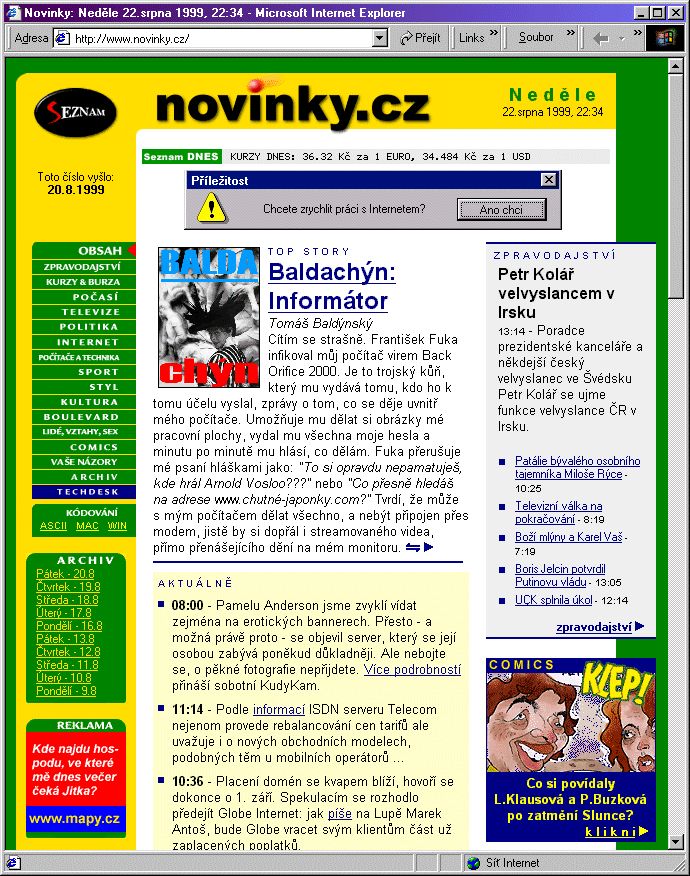 Nabourali web české armády pornem, když připojení stálo 40 tisíc korun měsíčně. Tohle jsou počátky internetu u nás