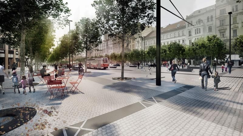 Václavské náměstí se změní. Architekti odhalili vizualizaci, která počítá s tramvajemi i místy pro odpočinek