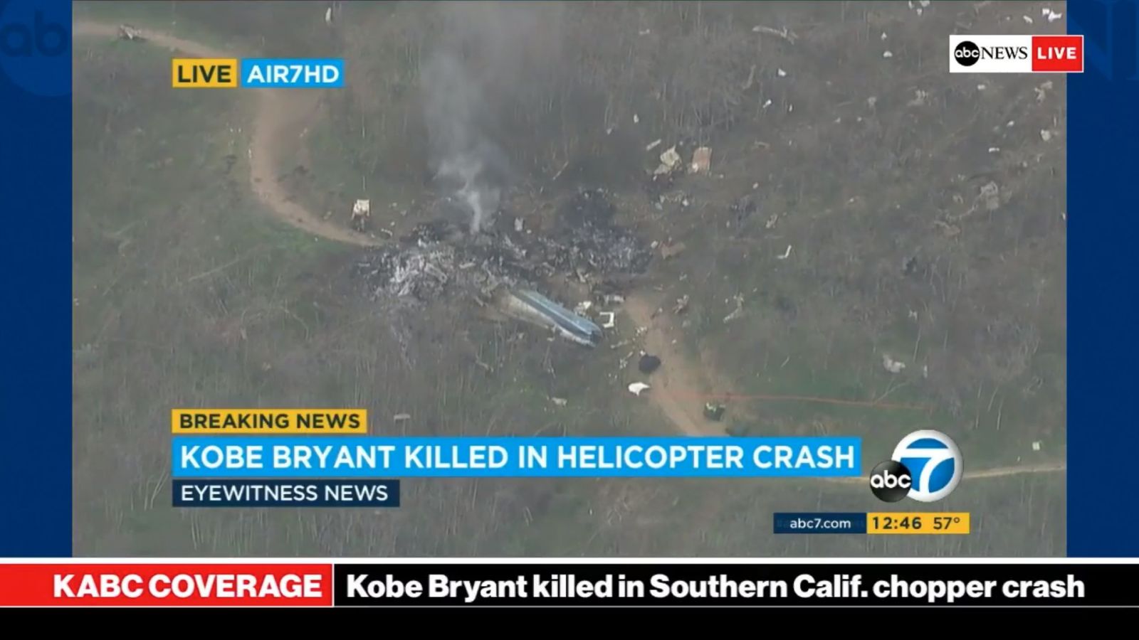 Fotografie z miesta nehody ukazujú momenty po páde helikoptéry, v ktorej prišiel o život Kobe Bryant