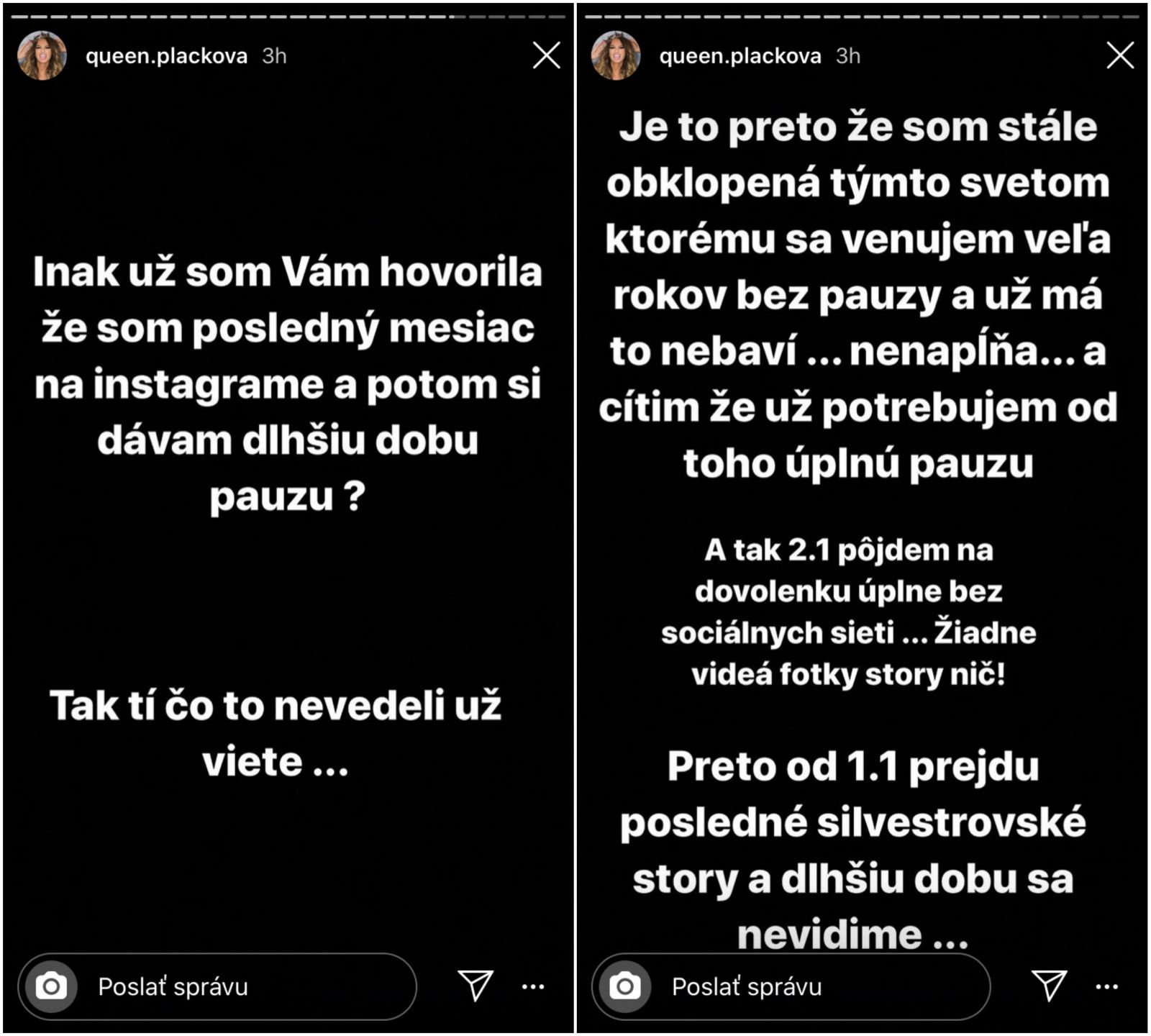 Zuzana Plačková si dáva dlhšiu pauzu od Instagramu, už ju nebaví a nenapĺňa