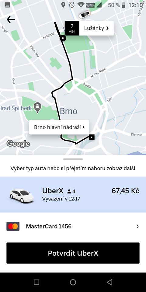 V Brně jezdí ode dneška Uber. Firma to oznámila na svém blogu